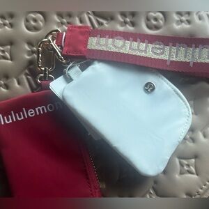 Lululemon White and Red Dual Pouch Wristlet